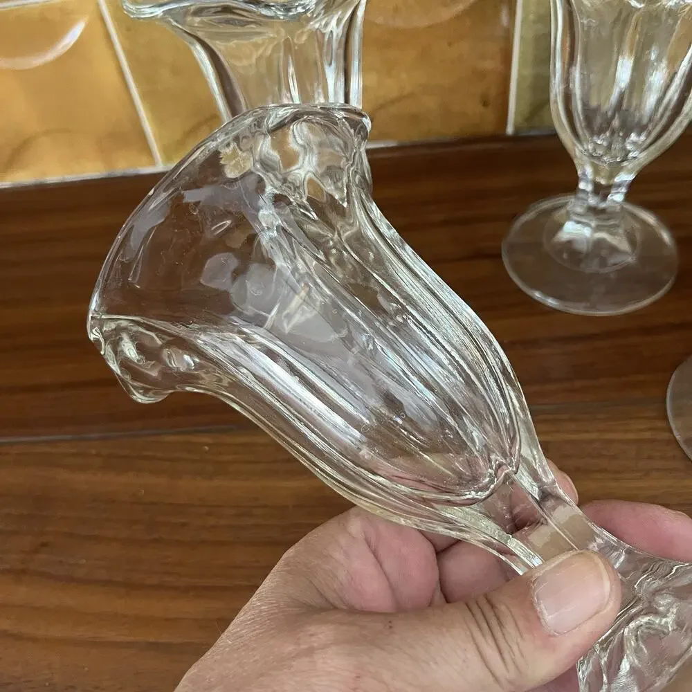 Vintage Tulip Ice Cream Sundae Sherbet Glasses 4-Piece Set